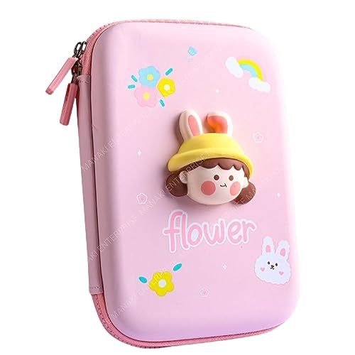 Image of Cartoon Theme 3D EVA Pencil Case, Multipurpose Zipper Pouch for Kids, Pen Bag for School, Girls, Stationery Storage Box (Flower Big Pouch)