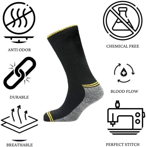 GM Apparel 6 Pairs Mens Diabetic Non Elastic Work Socks - Cushion Reinforced Heel and Toe Moisture control Fibers UK 6-11