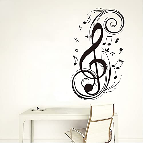 Adesivo de parede floral de nota musical grande nota 95 CMX56 CM Nota musical de banda de rock de ro