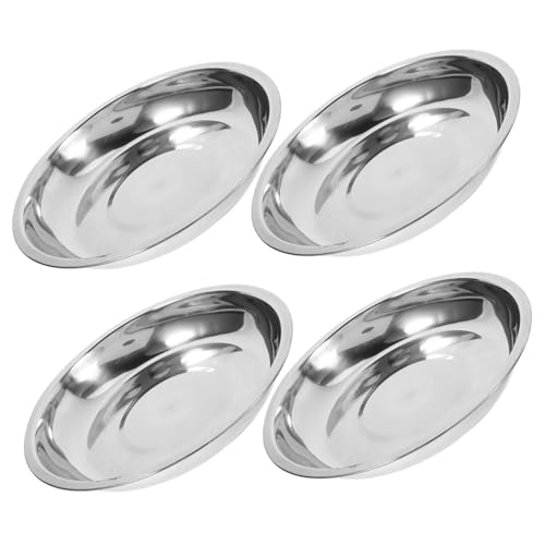 Homoyoyo 4pezzi Ciotole Basse Larghe in Acciaio Inox Per Cani e Gatti Design Spesso Resistente e Stabile Per Uso Domestico Interno