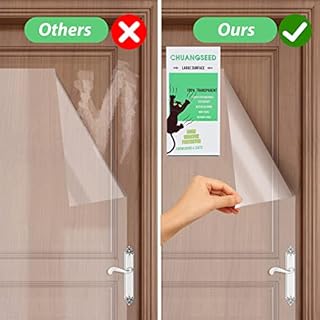 Door Protector from Dog Scratching 118" x 8.2" Cat Scratch Door Frame Single Side Adhesive Protector Anti Dog Scratch Door Guard for Dogs Clear CHUANGSEED
