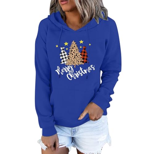 Sweat à capuche femme imprimé Noël manches longues col rond léger et respirant