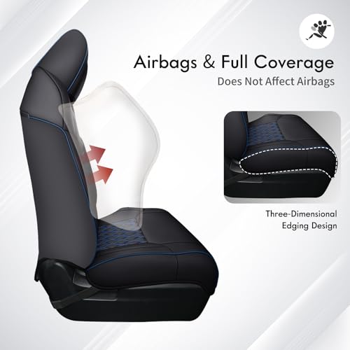 Image of Huidasource Tacoma Front&Back Car Seat Covers, Automotive Seat Cushion Fit for 4th Gen Toyota Tacoma 2024-2026 Double&Crew Cab Trailhunter SR SR5 Limited TRD Sport /Off Road (Full Set /Black&Blue)