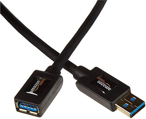 Amazon Basics 2-Pack USB-A 3.0 Extension Cable, 4.8Gbps High-Speed, Male to Female Gold-Plated Connectors, 6 Foot, Black