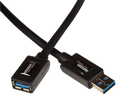 Amazon Basics USB 3.0 Extension Cable, A-Male to A-Female, 4.8Gbps High-Speed, Gold-Plated Connectors, 6.5 Foot, Black