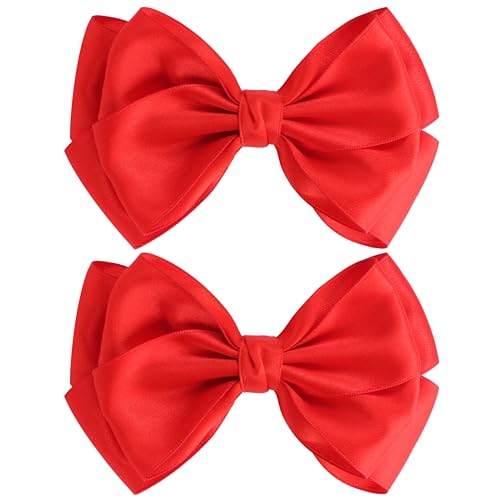 ZOLYCO Large Big 6 Inch Hair Bows for Girls Thick Ribbon Boutique Alligator Clips Hair Accessories for Baby Girls Toddlers Kids Teens 2 PCS (Red)