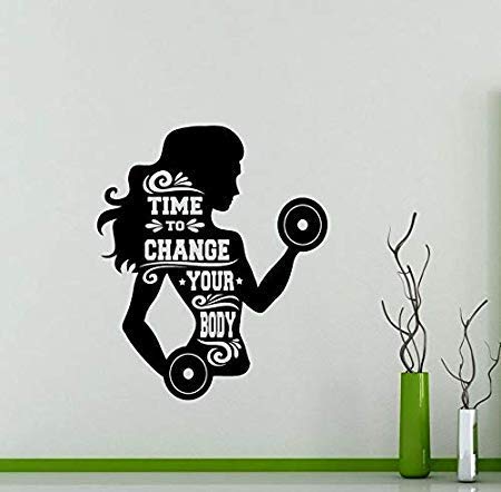 LYOMAN® Gym Stickers for Wall Large Size Body Building Sticker for Glass Door Bedroom Home Fitness Vinyl Black Decals (H 70 X L 59 CM.) (B089T4GQBB) Amazon Price History, Amazon Price Tracker