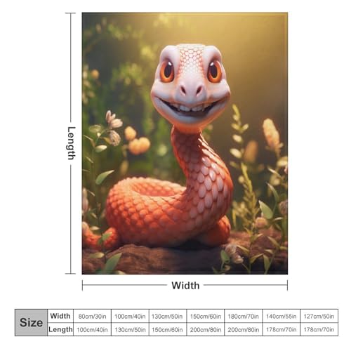 Couverture en flannel douce anti-pilling avec motif serpent 3D