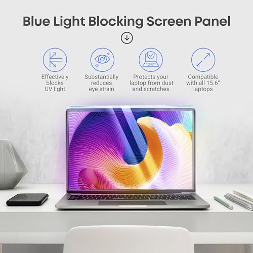 VINTEZ Blue Light Screen Protector for 15.6 Inch Computer Monitor and Laptop – Anti-UV Blue Light Blocking Film for Desktop PC, Eye Protection Filter, 14.2" x 8.7", 1 Pack