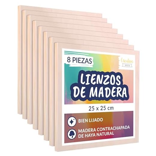 Creative Deco Lienzos Madera para Pintar Acrílico | Set de 8 Piezas | 25 x 25 cm Tableros | Canvas Paneles de Contrachapado | Ideal para Decorar, Grabar, Decoupage, Manualidades y Proyectos Artísticos