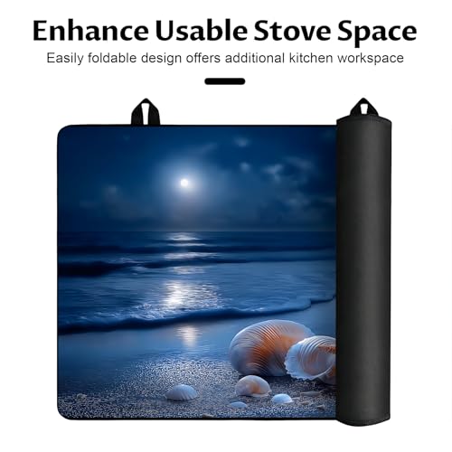 Image of BVBOX 28.5 inch x 20.5 inch Stove Top Cover Mat for Electric Stove, Non-Slip Stove Cooktop Countertop Protector Cover Pad Washable Absorbent for Kitchen Home Decoration (Ocean Night, 28.5 inch*20.5 inch)