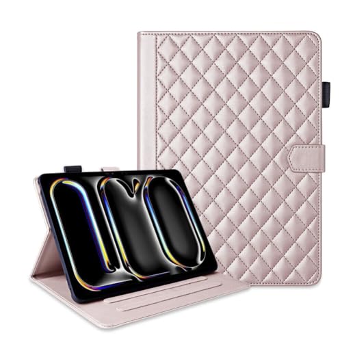 Étui arrière magnétique iPad Air 13 pouces M2 portefeuille cuir flip or rose