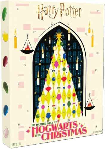 Calendrier de l'Avent Harry Potter Poudlard, 24 Sachets de Bonbons, Thème Noël, Format Pyramidal, 192g, Pour Adultes et Adolescents