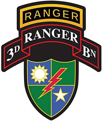 3rd Ranger BN with 75th Ranger Regiment Insignia Calcomanía autoadhesiva Batallón Manga Rangers 3D 6.00 pulgadas de ancho