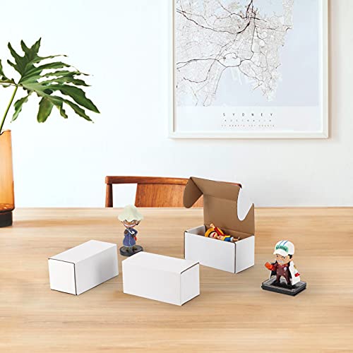 Image of RLAVBL 50 Pack 4.6x2.2x2.2 Inches Small Shipping Boxes White Corrugated Cardboard Box for Small Business, Shipping, and Packing