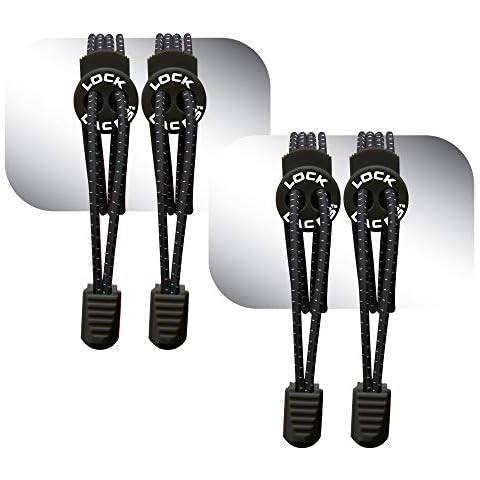 LOCK LACES Unisex's 2 Pack, Black-Black (2), One Size Cover