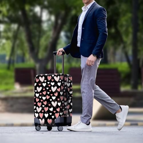 Image of Mumeson Pink Hearts Luggage Cover Anti-scratch Washable Suitcase Cover for Men and Women Elastic Suitcase Protective Covering for Ladies Teen Girls Dailyuse