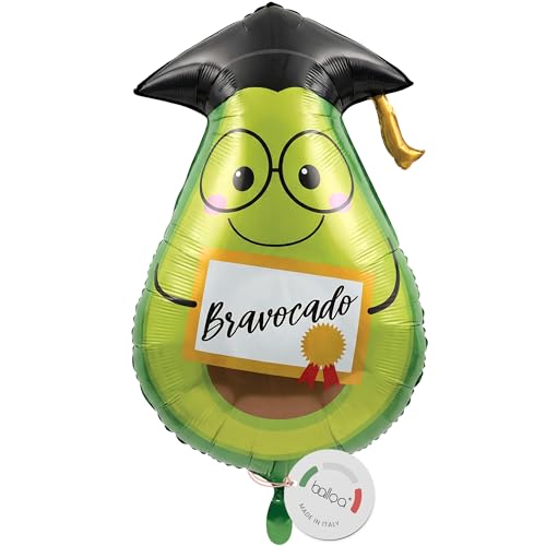 balloa Folienballon XXL Bravocado Abschluss, Helium Ballon bestandene Prüfung Deko, Luftballon Geschenk zum Abschluss, Partydeko Abschlussfeier, Abi, Studium, Ausbildung, Glückwunschballon, 62cm