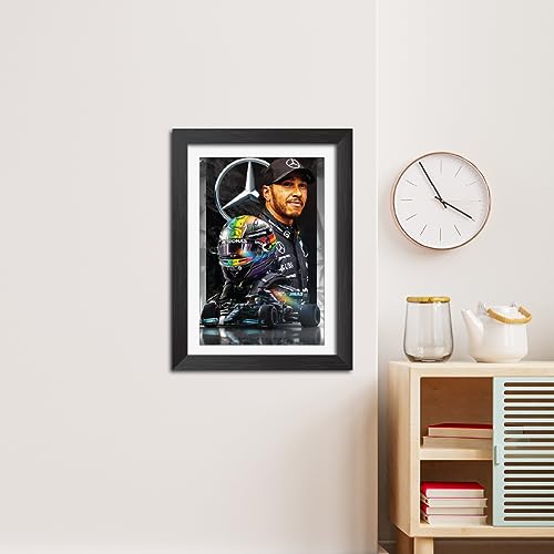 Image of TenorArts Lewis Hamilton Poster F1 Driver Poster Formula One Photo Frame Painting with Matt Finish Dark Black Texture (12 inches x 9inches)