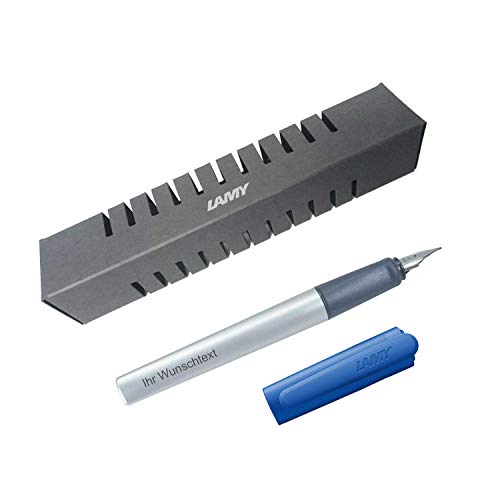 Lamy Füllfederhalter nexx Modell 87, Farbe blue (blau), Feder LH, inkl. Laser-Gravur, für Linkshänder