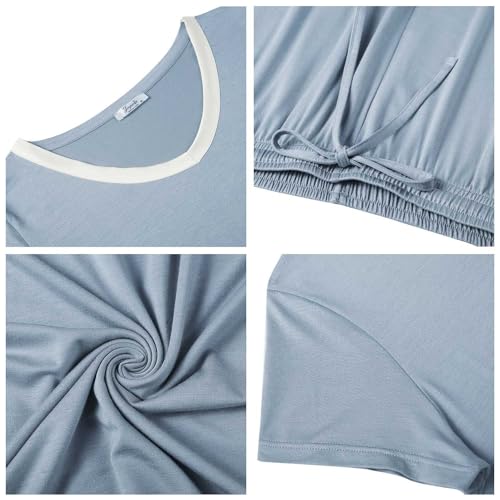 Image of Joyaria Cooling Pajamas Bamboo Viscose Lightweight PJs Set Women Wicking Sleepwear for Night Sweat S-XXL