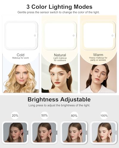 Relavel Makeup Bag with LED Mirror Travel Train Case Large Cosmetic Bags Organizer with Lighted Up Mirror with 3 Color Lights, Adjustable Brightness, Adjustable Dividers and Shoulder Strap (Black)4