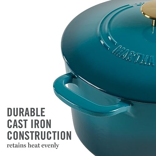 Martha-Stewart-Gatwick-7-QT-Enamel-Cast-Iron-Dutch-Oven-Emerald-Ombre-wGold-Knob Martha Stewart Gatwick 7 QT Enamel Cast Iron Dutch Oven Emerald Ombre wGold Knob