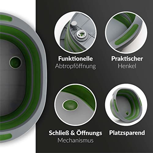 Multifunktion Schneidebrett & Spülbecken | Faltbare Spülschüssel in Grün Grau | Camping Faltschüssel | Wohnmobil Zubehör… - Image 3
