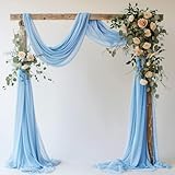 Xiomot Wedding Arch Draping Fabric 1 Panel 28.7' X 20Ft Dusty Blue Sheer Chiffon Backdrop Drapes For Wedding Ceremony Birthday Party Bridal Shower Outdoor Decoration