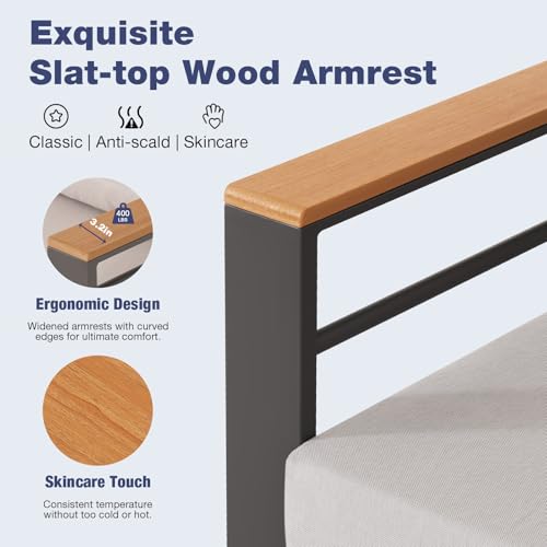 Image of Aoxun Aluminum Patio Furniture Set 4 Seats, Oversized Outdoor Sectional with Washable Thick Cushions, Coffee Table, Patio Conversation Sets for Porch, Balcony, Deck