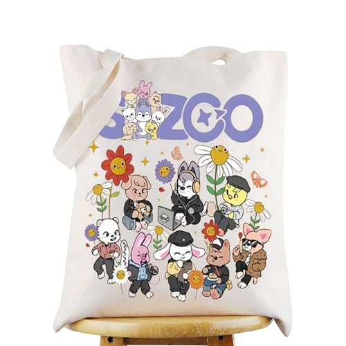 WZMPA K-Pop Member Canvas Tote Bag Korea Group Fans Gift Korean Group Shopping Grocery Bag (ZOO TG)