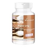 VEGANO y SIN: fructosa, lactosa, gluten, gelatina, levadura, soja, sabores, conservantes, pesticidas, fungicidas, fertilizantes artificiales, colorantes, estabilizadores, OGM ni alergenos. Tabletas de Cobre de Vitamintrend ¡perfecta asimilación!