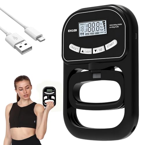 Digitaler Handkraftmessgerät, Hand Dynamometer, Elektronischer Handdynamometer, Griffkraft Messer, Digitales Hand Dynamometer, Grip Strength Trainer für Fitness und Alltag, 265 lbs/90 kg