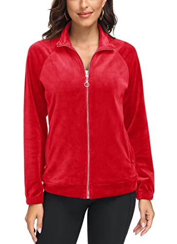 Magcomsen Womens Athletic Jackets Velvet Sweatshirts Womens Polar Fleece Zip Up Jacket Warm Track Jackets Winter Workout Jackets Fleece Jackets Women #TOP20
