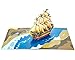 Pirate Ship - 3D Color Pop Up Greeting Card For All Occasions - Love, Birthday, Christmas, Good luck, Father's Day, Adventure, Travel - Message Note for Personalized - Thick Envelope, Fold Flat