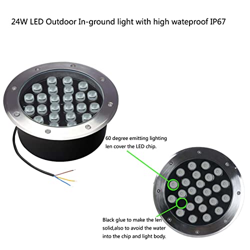 Gocuces Large Landscape Lighting 24W,Exterior Led Ground Lights Warm White 2700K,Waterproof Ip67 Concrete Light Line Voltage 110V 120V For Driveway,Garden,Path,Pack Of 4 #TOP1