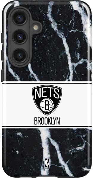 Skinit Impact Phone Case Compatible with Galaxy S25 - Officially Licensed NBA Brooklyn Nets Black Animal Print Design