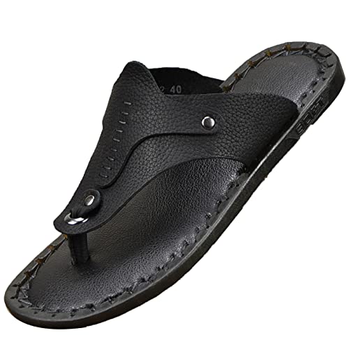 Tongs de plage d'été et pantoufles en cuir de vache pour hommes