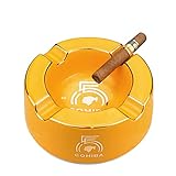 Cigar Ashtray Big Ashtrays for 8' Round Cigarettes Large Rest Outdoor Cigars Ashtray for Patio/Outside/Indoor Ashtray (Yellow)