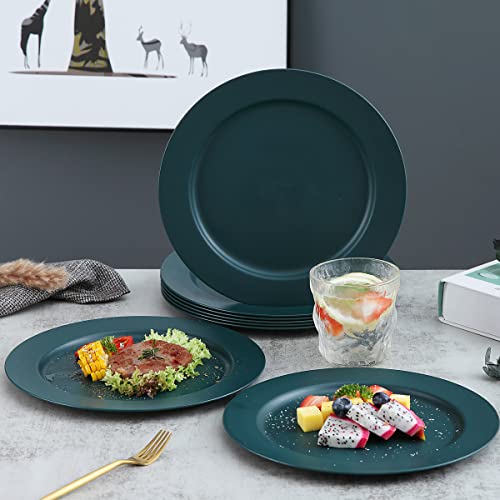 Kyraton 25cm Teller Set 8er, Abbaubar Gesunde Unzerbrechliches Plastikteller Kuchenteller für Kinder und Erwachsene, Leichte pastateller, BPA-Frei Essteller Mikrowellen