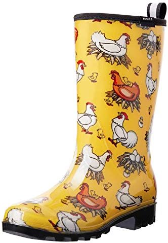 HISEA Women's Rain Boots Waterproof Rubber Rain Shoes for Ladies Mid Calf Garden Boots with Comfort Insole