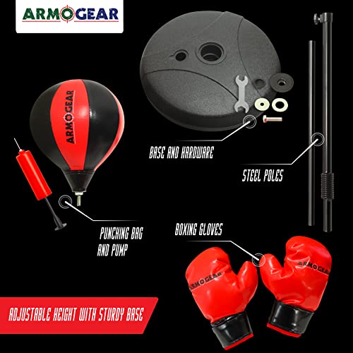 Armogear Punching Bag For Kids | Kids Punching Bag With Stand | Boxing Gloves & Hand Pump Included, Adjustable Stand | Boxing Bag For Kids All Ages Years Old | Boxing Toy For Kids Boys And Girls #TOP1