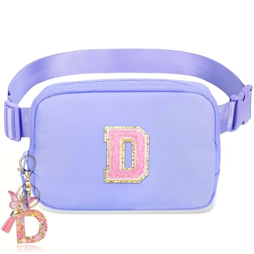 Image of Belt Bag for Girls Gifts - Birthday Gifts for Teenager, Personalized Gifts for Mom Freind Sister Teacher, Graduation GiftsInitial Crossbody Bag Belt Bag for Women Lavender Purple D