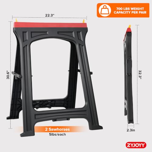 ZYJOYY Folding Plastic Sawhorse 2-Pack