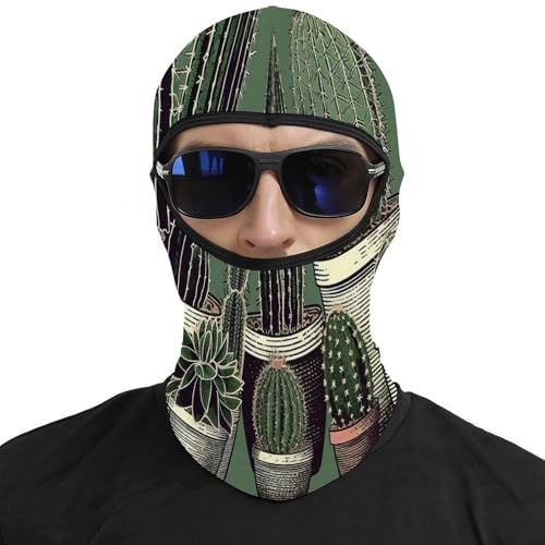 Pasamontaña térmico para hombre y mujer con estampado de cactus verde, máscara facial para esquí, motocicleta y clima frío miniatura 3