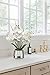 Oairse Artificial White Phalaenopsis Orchid Flower Arrangements Faux Orchid Flower in Silver Pot Orchid Centerpiece for Dining Room Table