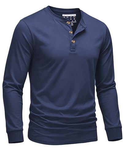 EKLENTSON Men's Long Sleeve Cotton Henley Shirt