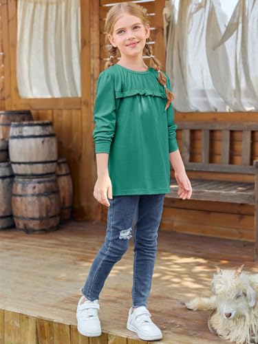 Image of Haloumoning Girls Crew Neck T Shirts Peplum Babydoll Tops Tees 4-15 Years | Girls T-Shirts, Casual Loose Tunic Tops, Cute Ruffle T Shirts, Short Sleeve Shirts, Long Sleeve Blouse