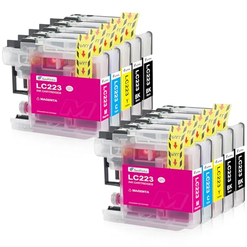 SavFinto LC223 Cartucho de Tinta para Brother LC-223 de Impresora para Brother MFC-J4420DW MFC-J4620DW DCP-J4120DW MFC-J5625DW MFC-J5320DW MFC-J480DW MFC-J4625DW DCP-J562DW MFC-J5620DW (10 Piezas)