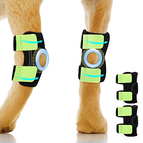 Image of 1 Pair Dog Leg Brace for Rear Leg, Hock & Ankle, Canine Hock Joint Compression Wrap with Dual Metal Strips and Safety Reflective Straps for Torn ACL & CCL, Injury and Sprain Protection, Black (L)